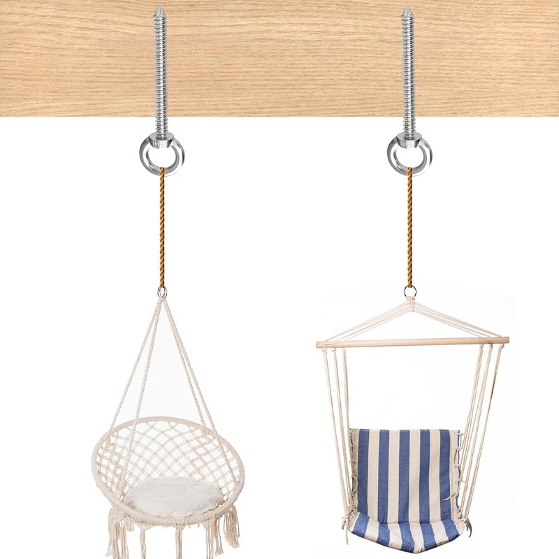 KIBBEH 5.6-Inch M10 Heavy Duty Eye Hooks, 304 Stainless Steel Self Tapping Eyelet Screw – 1000LBS Load Capacity for Secure Hammock, Swing Chair, & Yoga Use (2 Pack) - Image 3